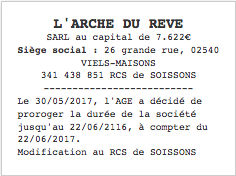 modificatiion duree annonce legale